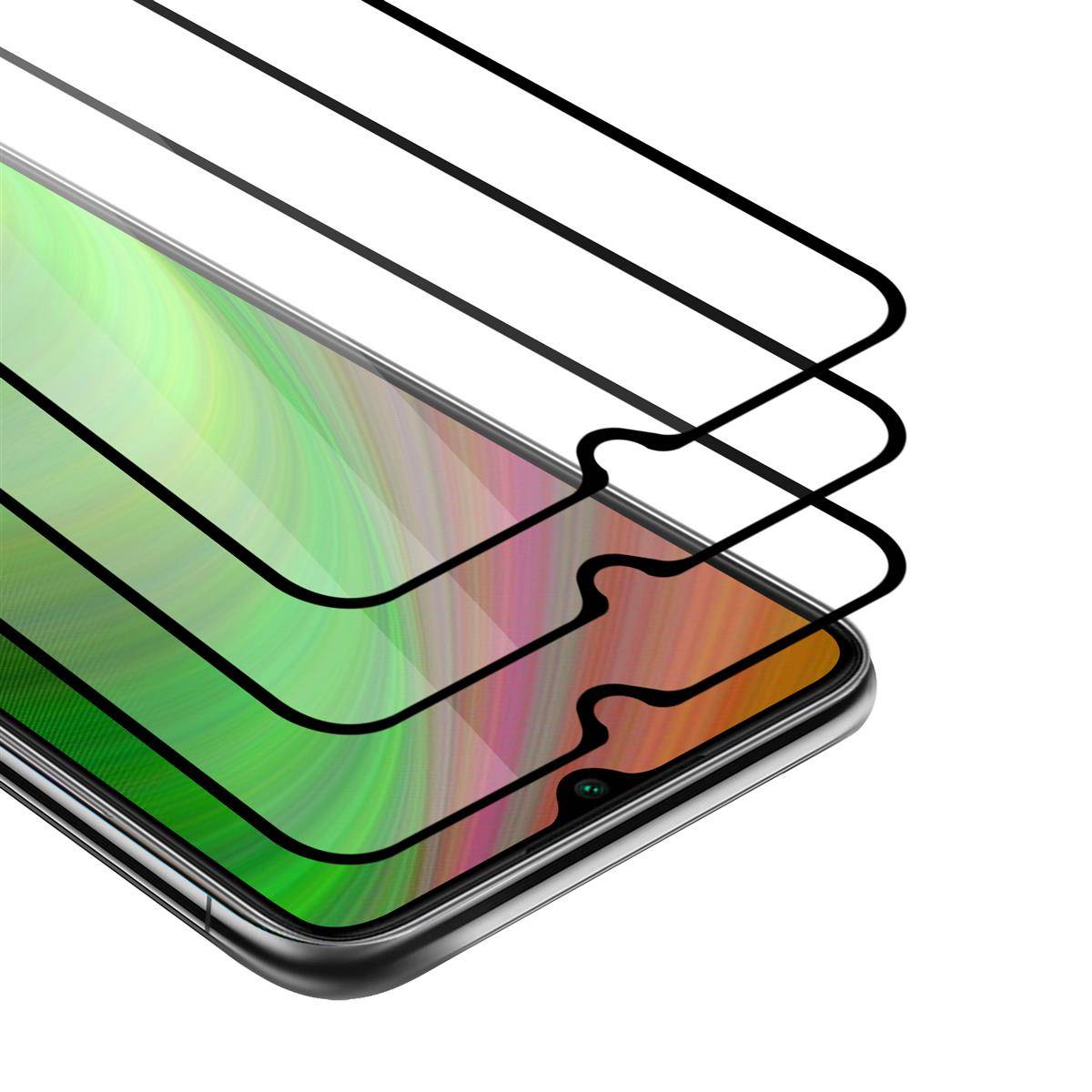 Cadorabo 3x Vollbild Panzer Folie für Vivo Y20S Schutzfolie in Schwarz Tempered Display-Schutzglas