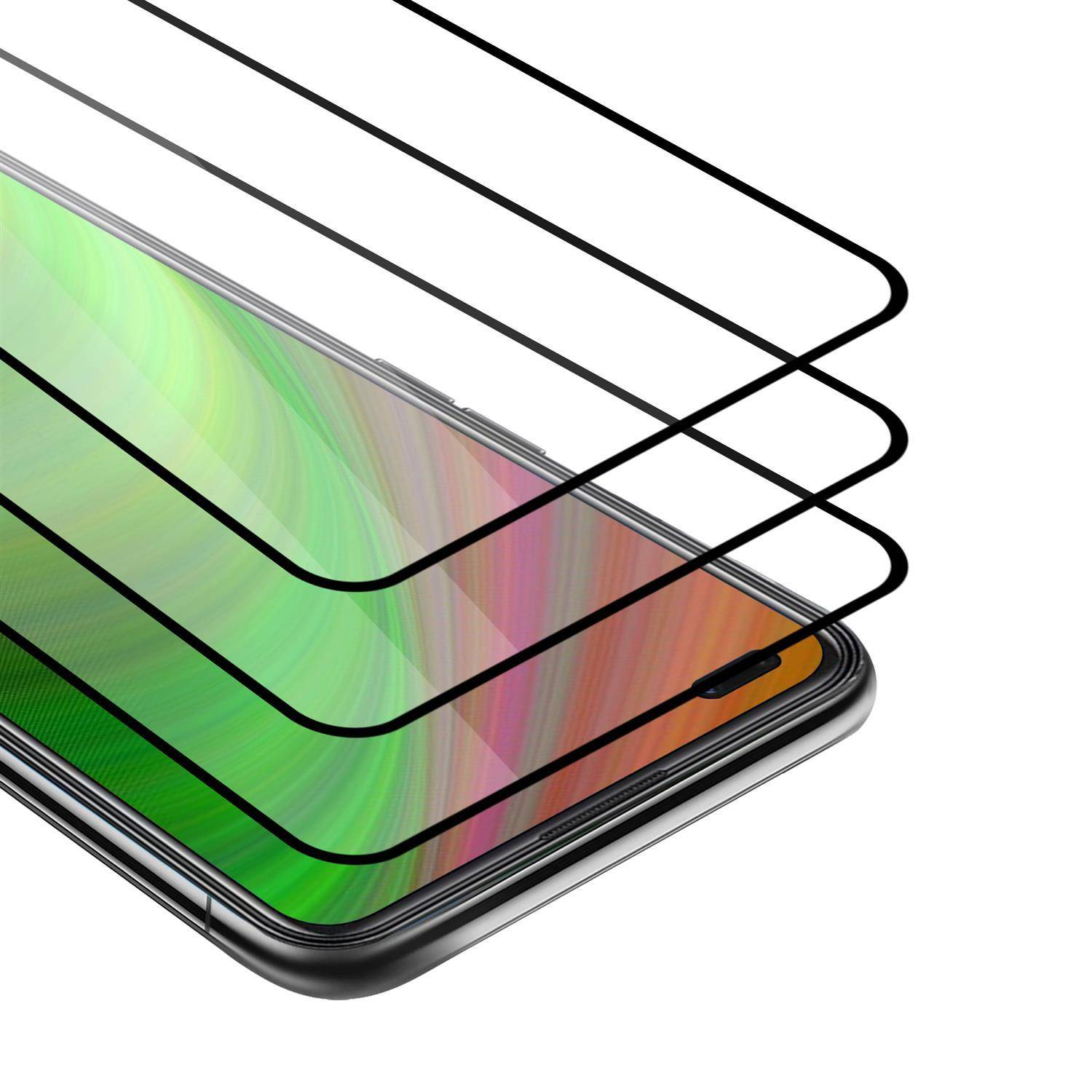 Cadorabo 3x Vollbild Panzer Folie für Oppo Reno4 Schutzfolie in Schwarz Tempered Display-Schutzglas