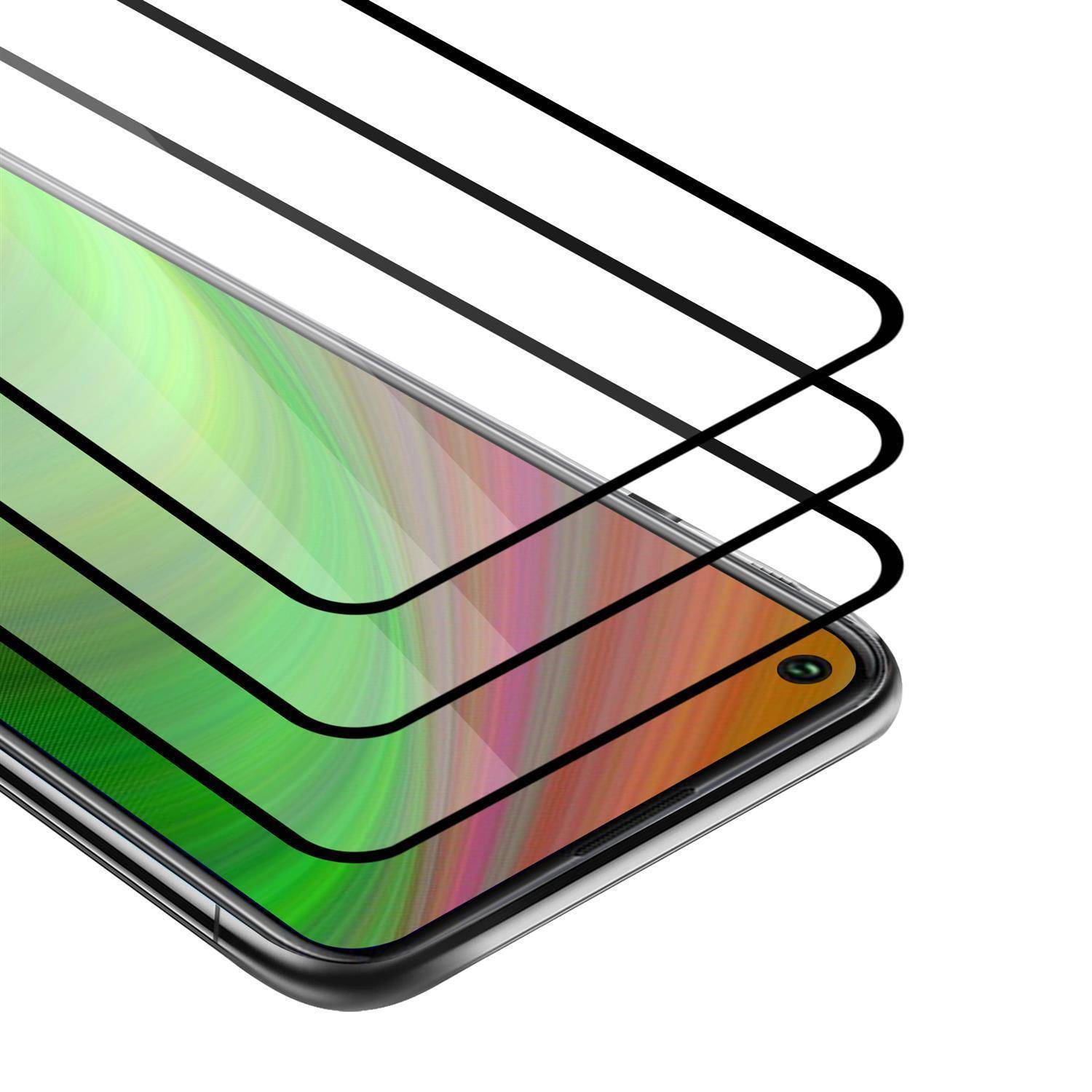 Cadorabo 3x Vollbild Panzer Folie für Oppo Realme 7 Schutzfolie in Schwarz Tempered Display-Schutzglas