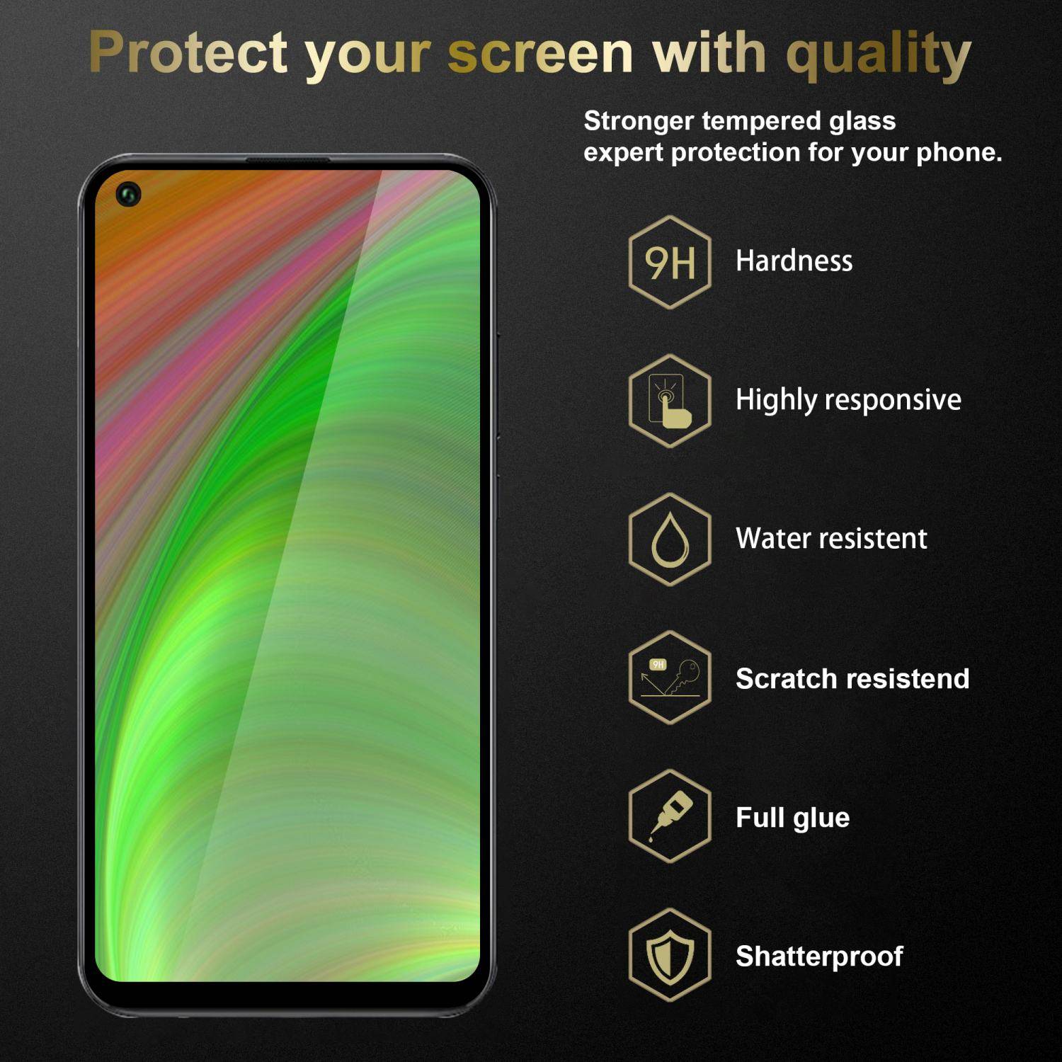 Cadorabo 3x Vollbild Panzer Folie für Oppo A53 Schutzfolie in Schwarz Tempered Display-Schutzglas