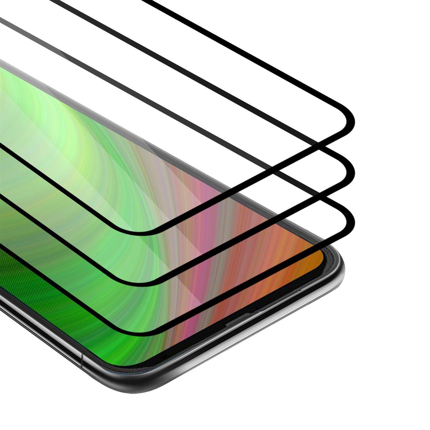 Cadorabo 3x Vollbild Panzer Folie für Motorola One Fusion+ Schutzfolie in Schwarz Tempered Display-Schutzglas