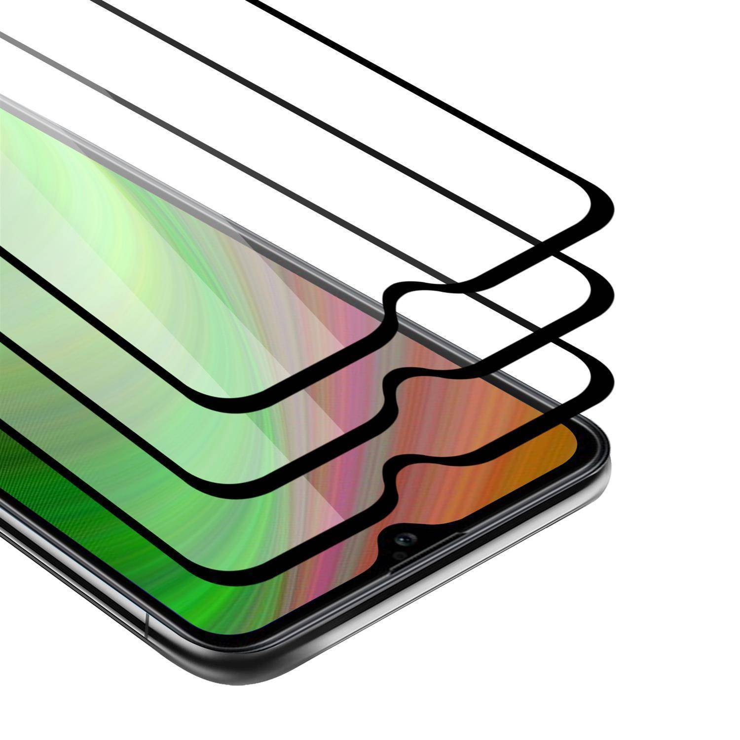 Cadorabo 3x Vollbild Panzer Folie für Motorola Moto G9 Play Schutzfolie in Schwarz Tempered Display-Schutzglas