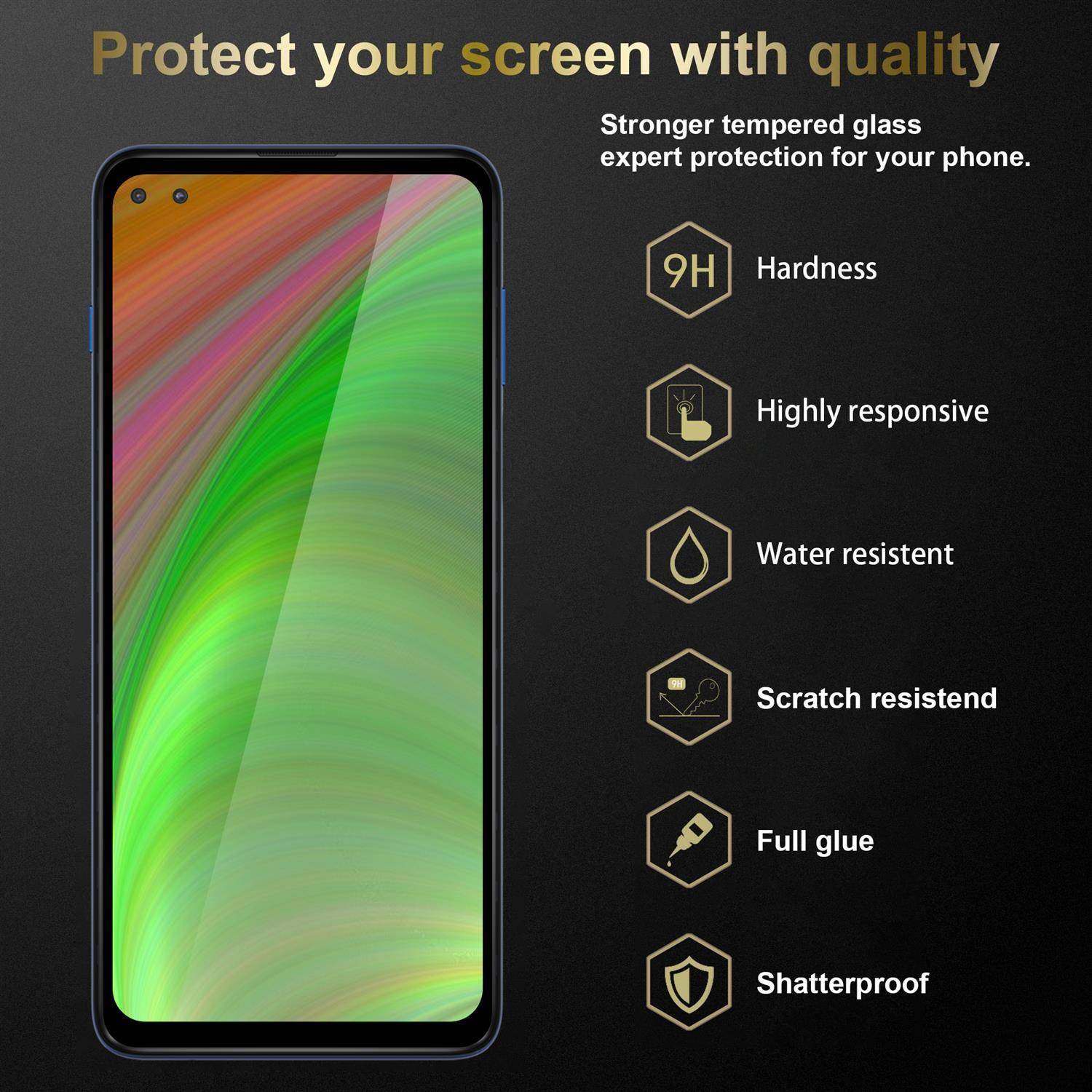 Cadorabo 3x Vollbild Panzer Folie für Motorola Moto G 5G Plus Schutzfolie in Schwarz Tempered Display-Schutzglas