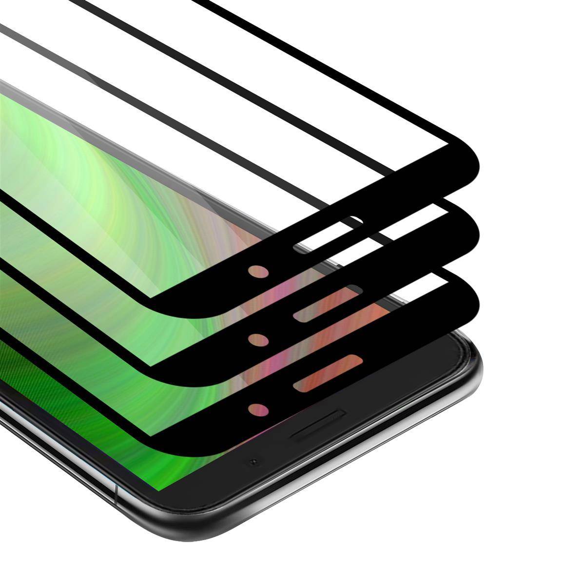 Cadorabo 3x Vollbild Panzer Folie für Honor 9s Schutzfolie in Schwarz Tempered Display-Schutzglas