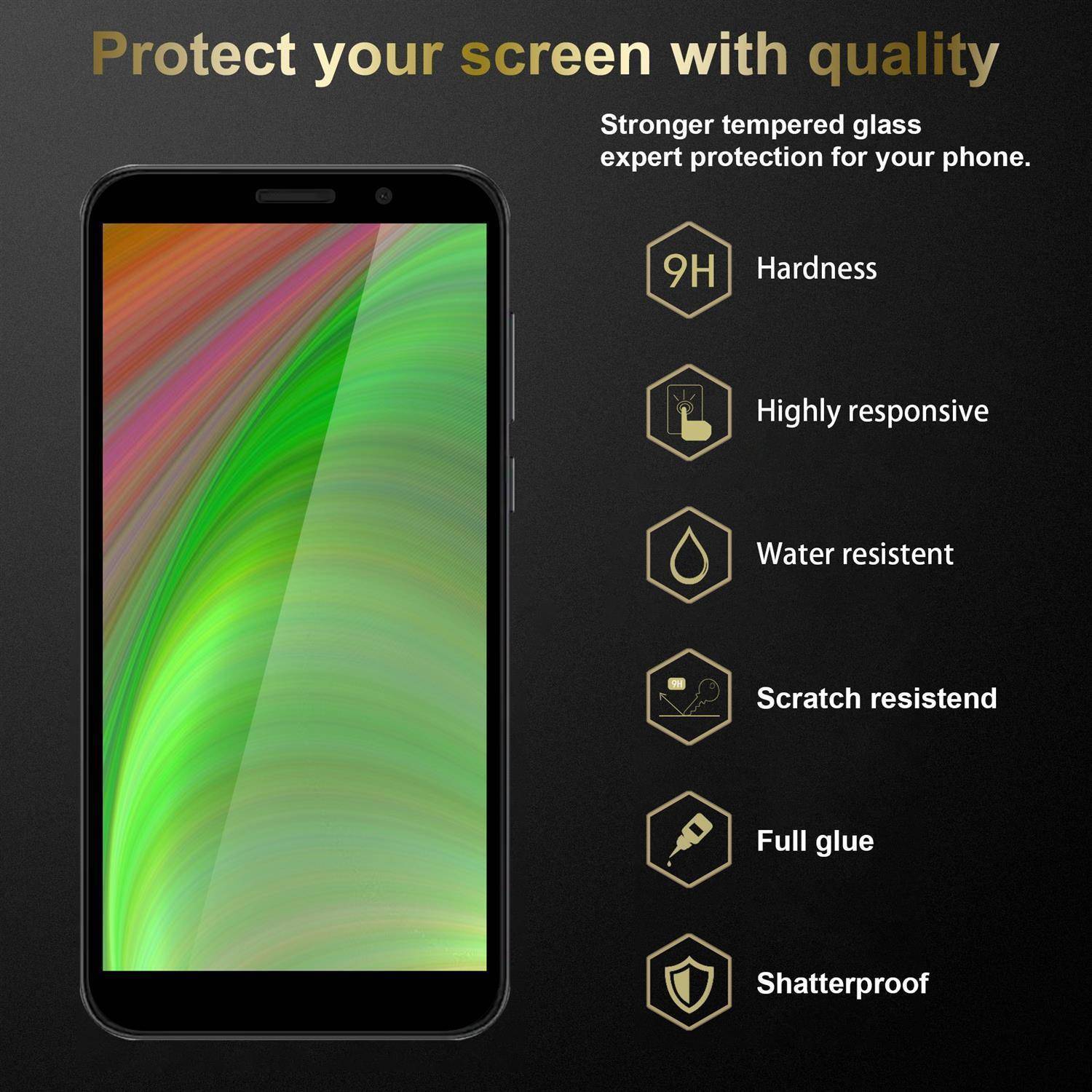 Cadorabo 3x Vollbild Panzer Folie für Honor 9s Schutzfolie in Schwarz Tempered Display-Schutzglas