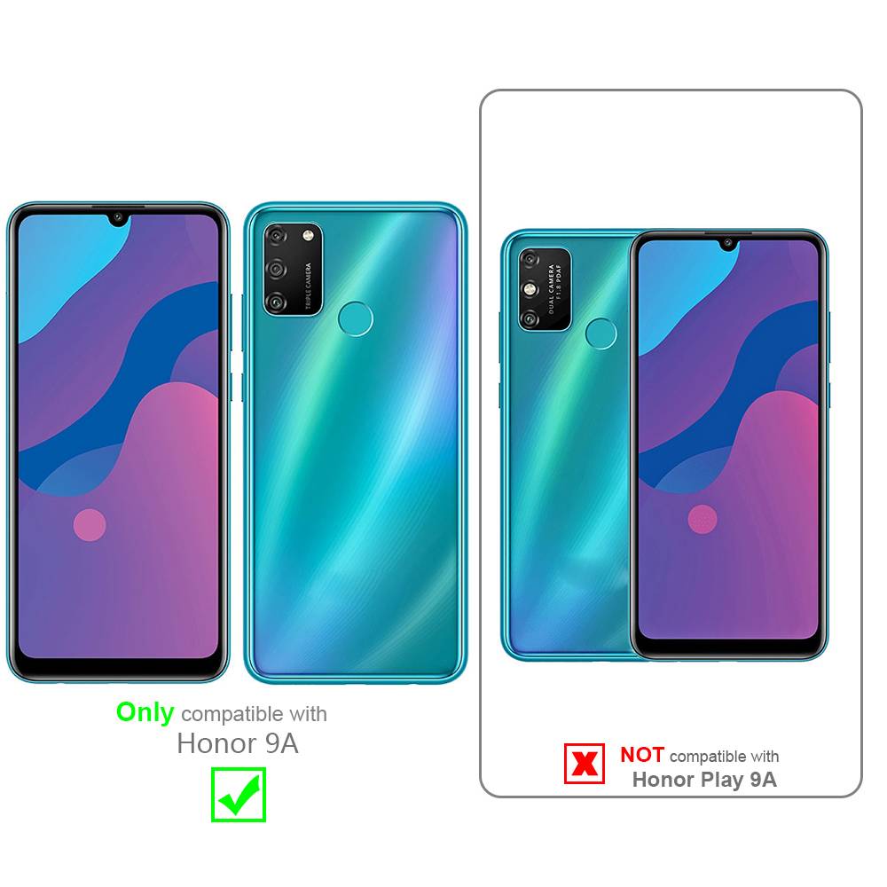 Cadorabo 3x Vollbild Panzer Folie für Honor 9A Schutzfolie in Schwarz Tempered Display-Schutzglas