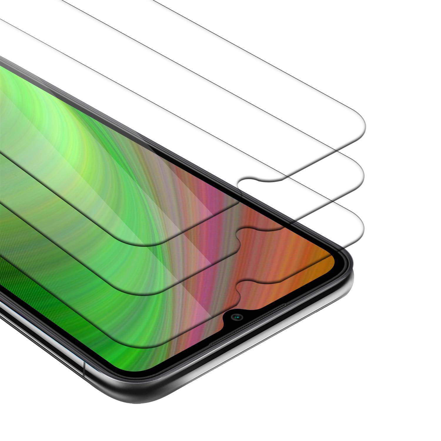 Cadorabo 3x Panzer Folie für Xiaomi Redmi 9C Schutzfolie in natur Folie Tempered Display-Schutzglas