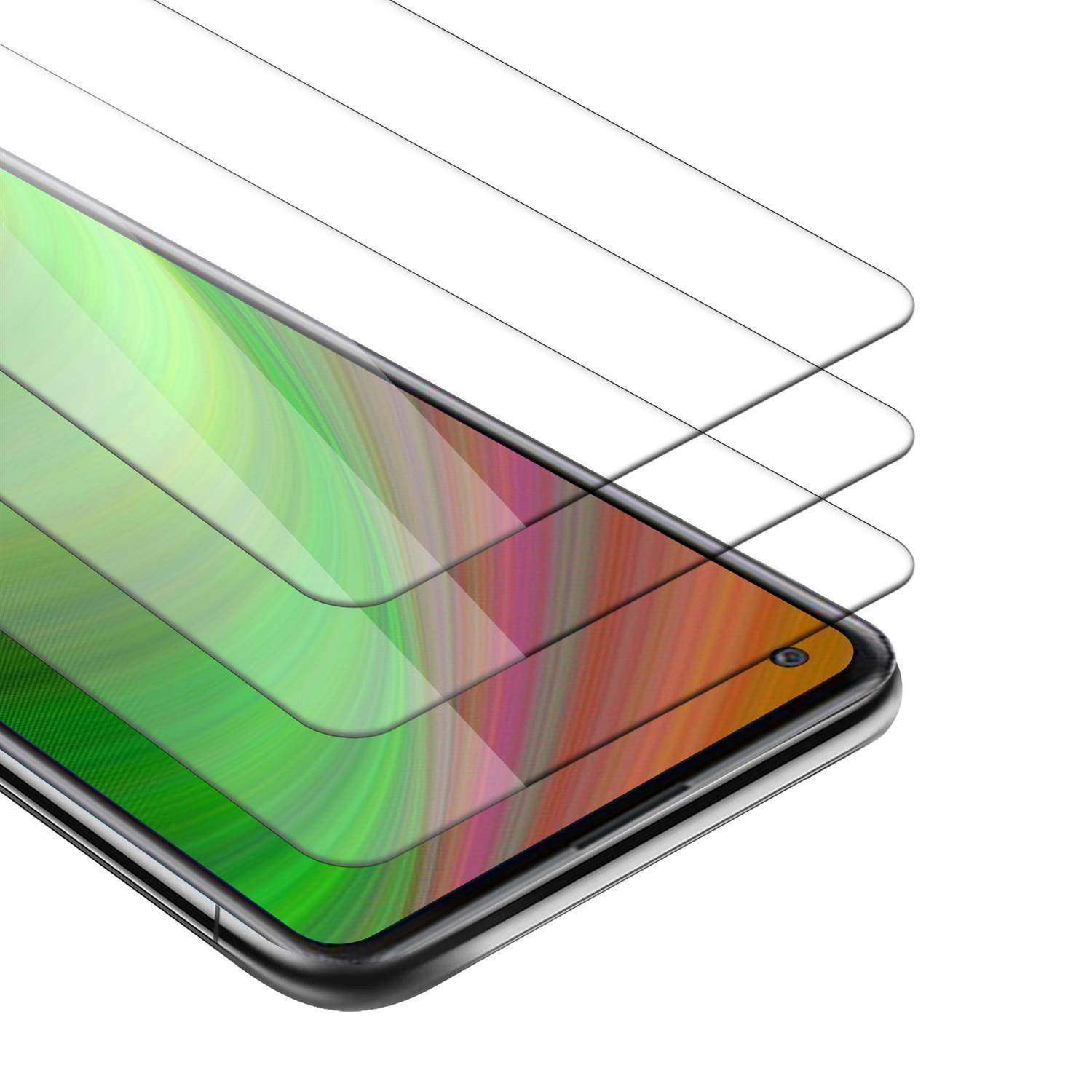 Cadorabo 3x Panzer Folie für Xiaomi Redmi 10X 4G Schutzfolie in natur Folie Tempered Display-Schutzglas