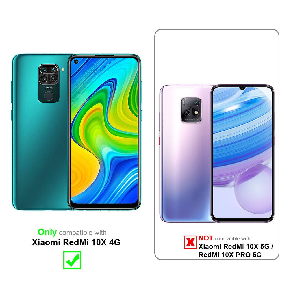 Cadorabo 3x Panzer Folie für Xiaomi Redmi 10X 4G Schutzfolie in natur Folie Tempered Display-Schutzglas