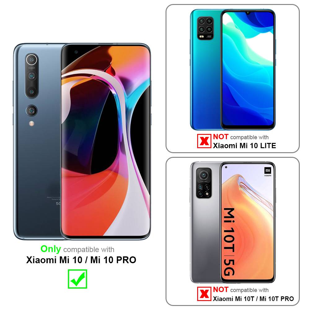 Cadorabo Panzerfolie für Xiaomi Mi 10 / 10 Pro Schutzfolie in Schwarz Vollbild Folie Tempered Display Schutzglas