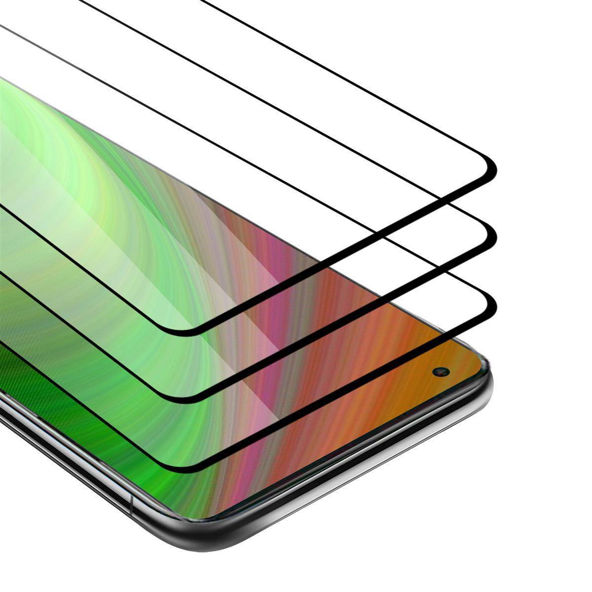 Cadorabo 3x Vollbild Panzer Folie für OnePlus Nord N100 Schutzfolie in Schwarz Tempered Display-Schutzglas