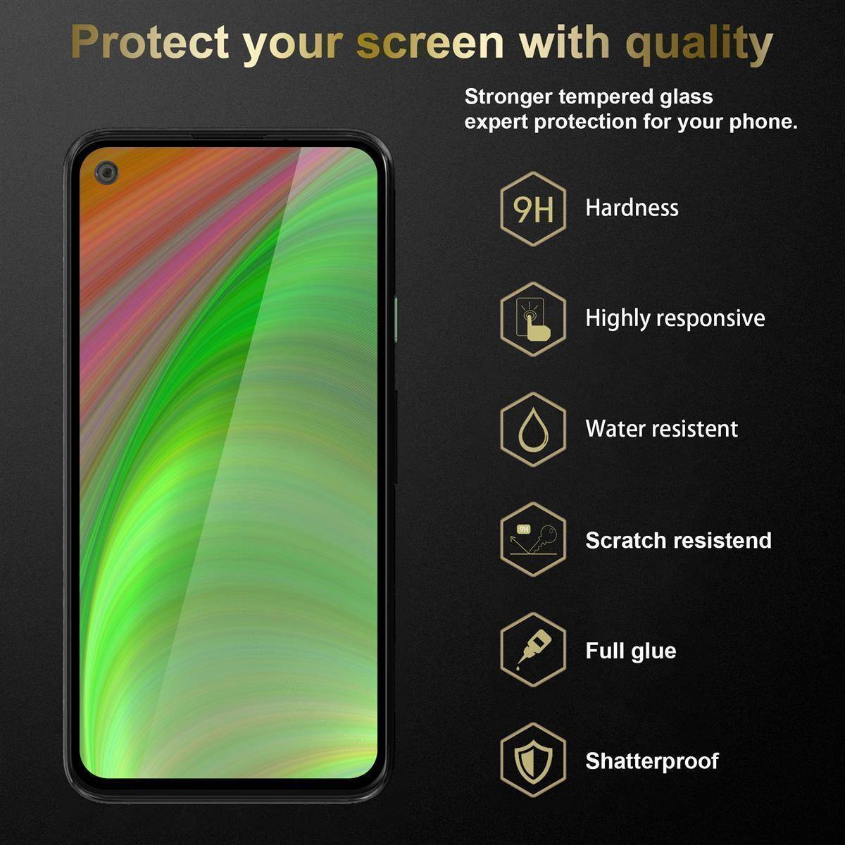Cadorabo 3x Vollbild Panzer Folie für Wiko View5 Plus Schutzfolie in Schwarz Tempered Display-Schutzglas
