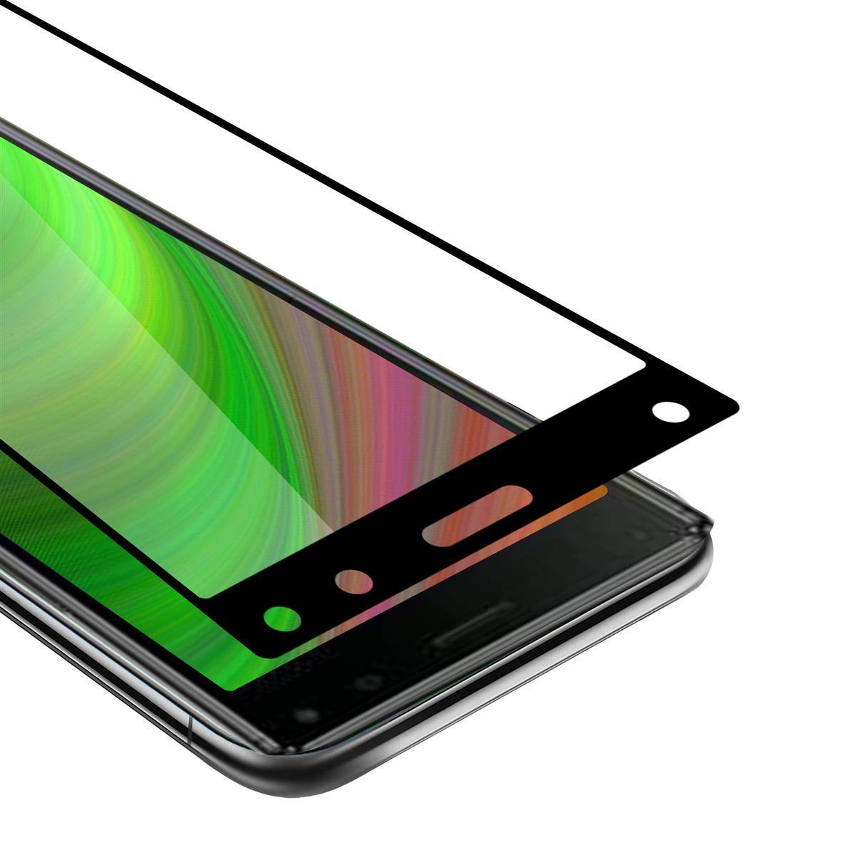 Cadorabo Panzerfolie für Sony Xperia 8 Schutzfolie in Schwarz Vollbild Folie Tempered Display Schutzglas
