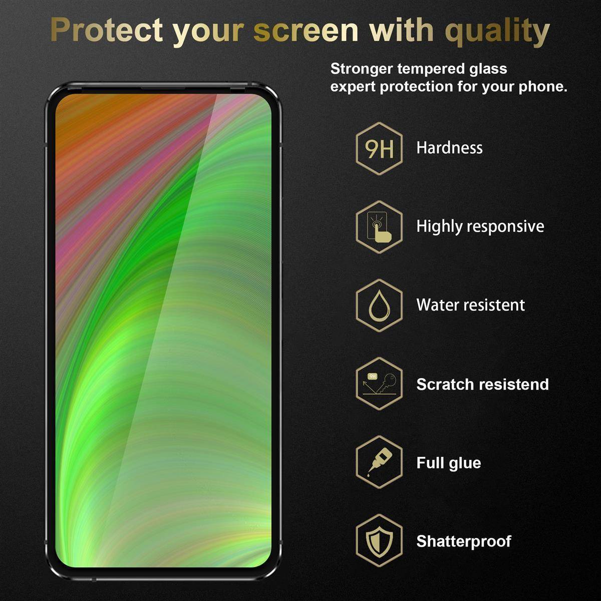 Cadorabo Panzerfolie für Asus ZenFone 7 Pro Schutzfolie in Schwarz Vollbild Folie Tempered Display Schutzglas