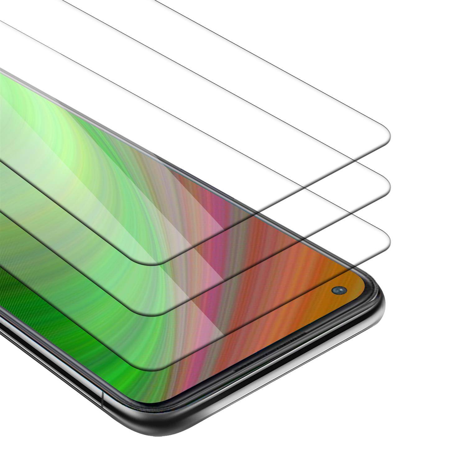 Cadorabo 3x Panzer Folie für OnePlus Nord N100 Schutzfolie in natur Folie Tempered Display-Schutzglas