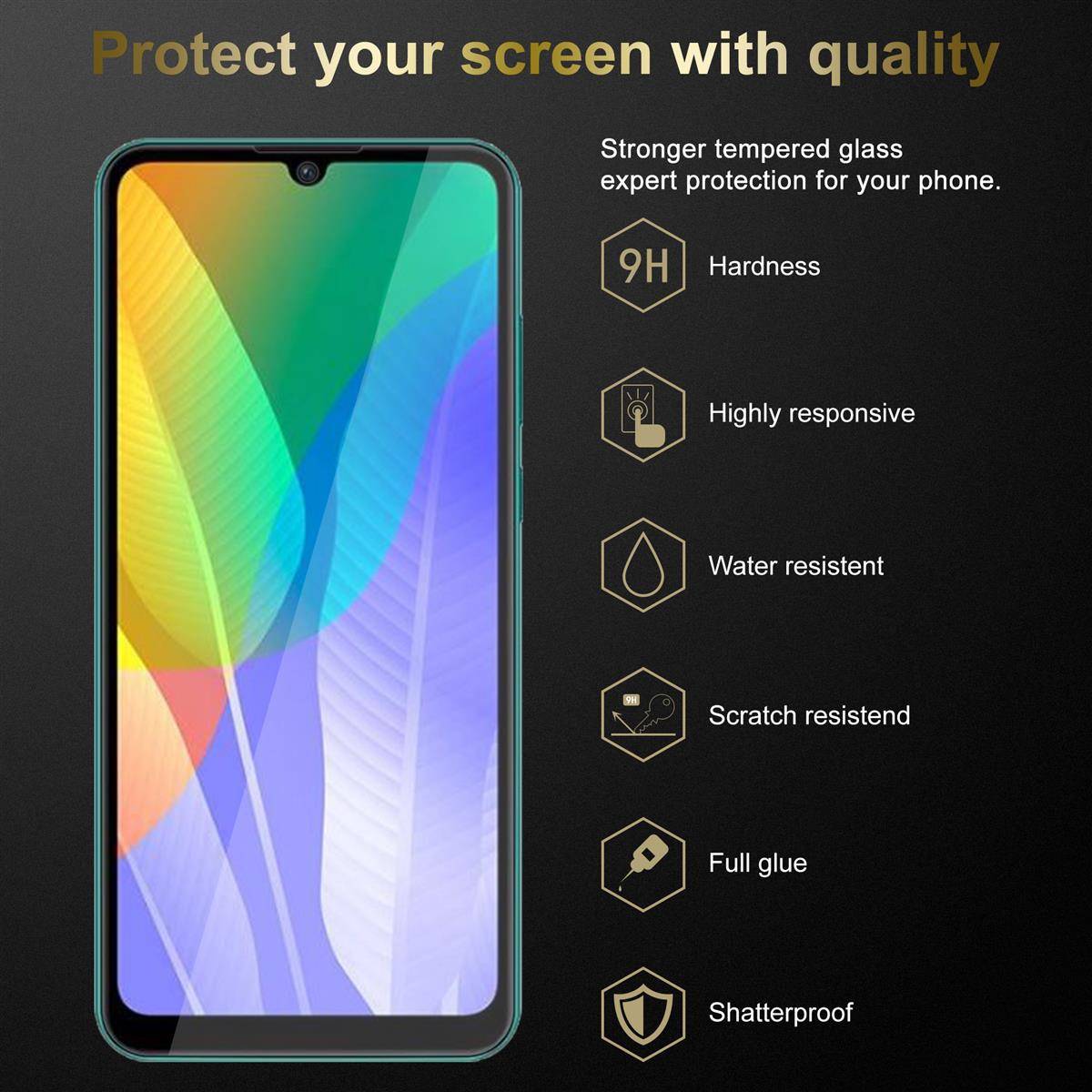 Cadorabo Panzer Folie für Huawei Y6P Schutzfolie in natur Gehärtetes Tempered Display-Schutzglas