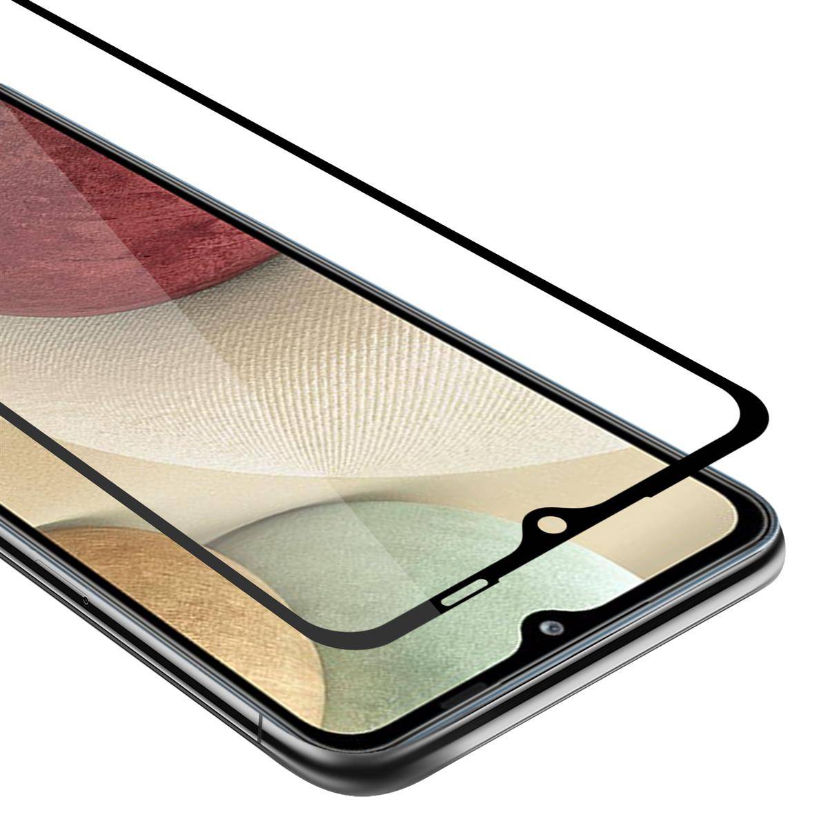 Cadorabo Panzerfolie für Samsung Galaxy A12 / M12 Schutzfolie in Schwarz Vollbild Folie Tempered Display Schutzglas