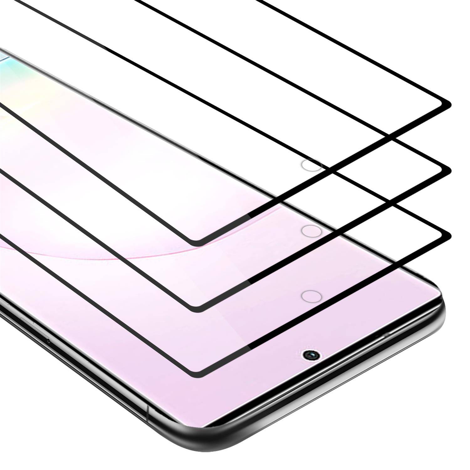 Cadorabo 3x Vollbild Panzer Folie für Samsung Galaxy NOTE 20 PLUS Schutzfolie in Schwarz Tempered Display-Schutzglas