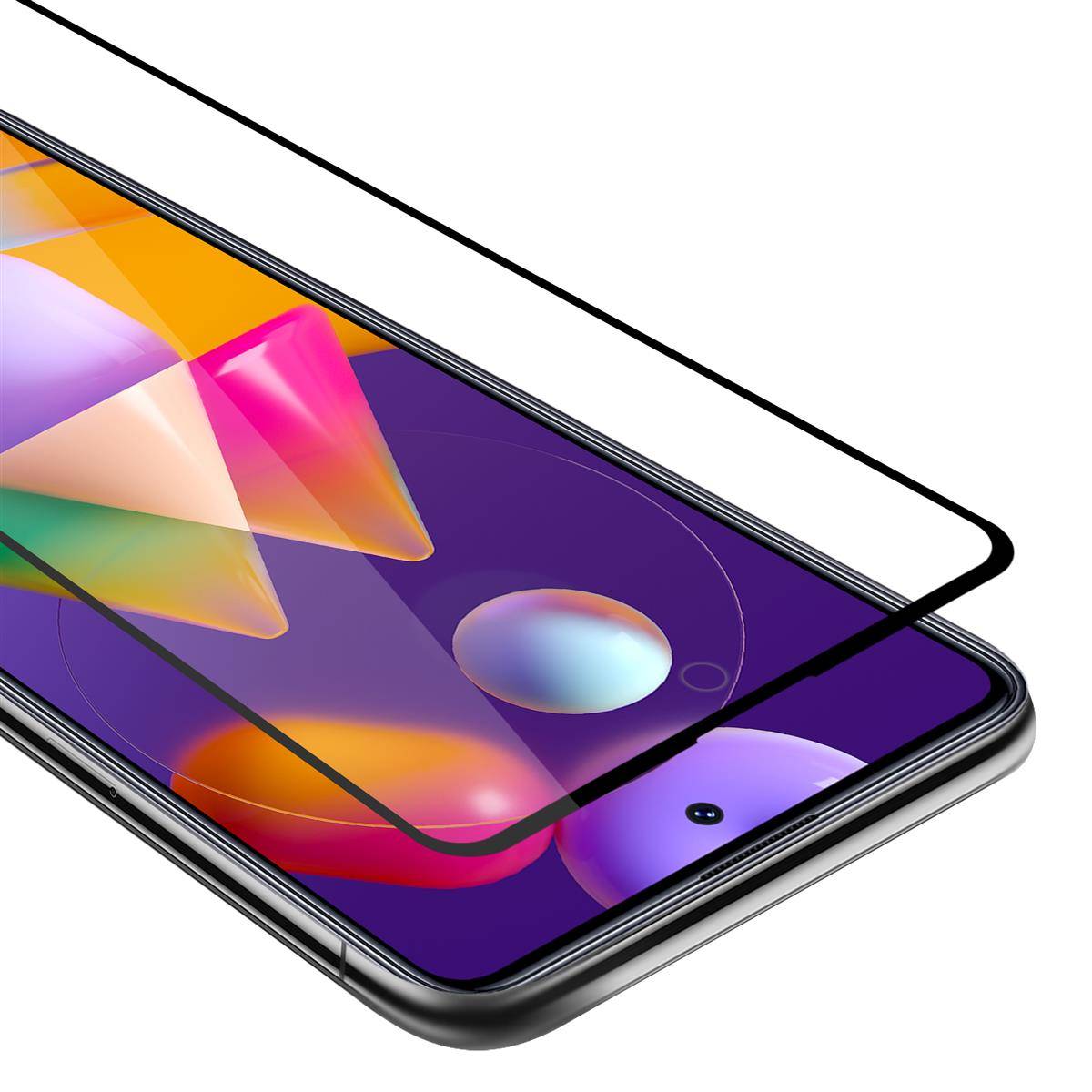 Cadorabo Panzerfolie für Samsung Galaxy M31s Schutzfolie in Schwarz Vollbild Folie Tempered Display Schutzglas