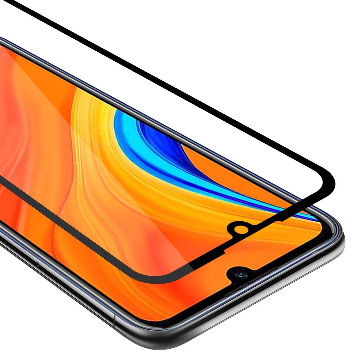 Cadorabo Panzerfolie für Huawei Y6S Schutzfolie in Schwarz Vollbild Folie Tempered Display Schutzglas