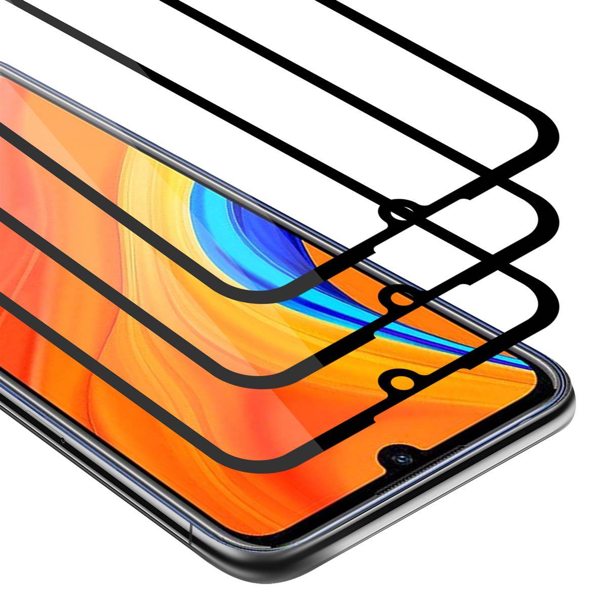 Cadorabo 3x Vollbild Panzer Folie für Huawei Y6S Schutzfolie in Schwarz Tempered Display-Schutzglas