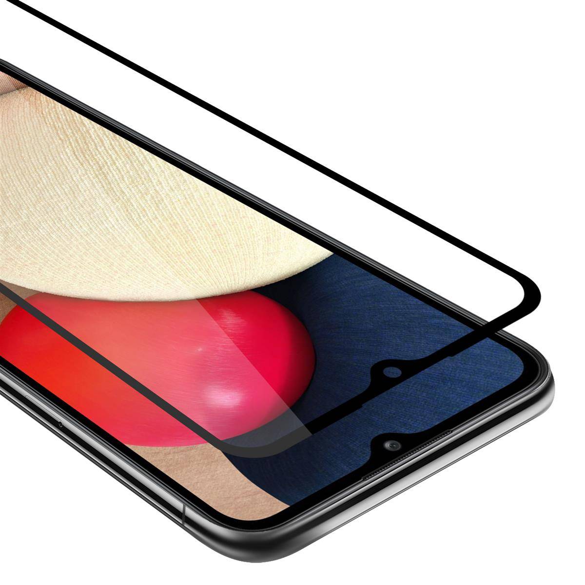 Cadorabo Panzerfolie für Samsung Galaxy A02s Schutzfolie in Schwarz Vollbild Folie Tempered Display Schutzglas