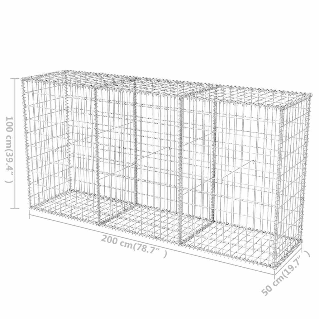 vidaXL Gabionenkorb Stahl 200×50×100 cm