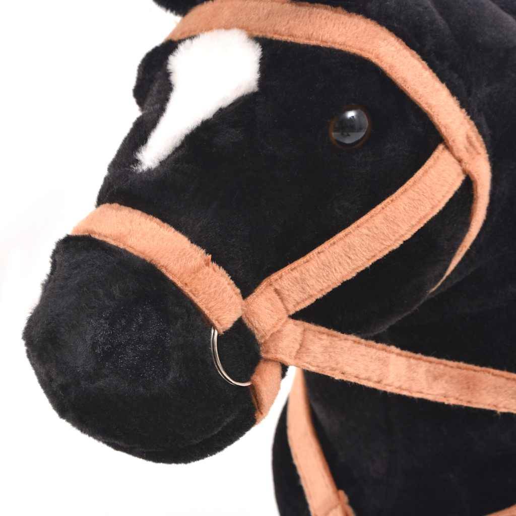 vidaXL Plüschtier Pferd Stehend Plüsch Schwarz