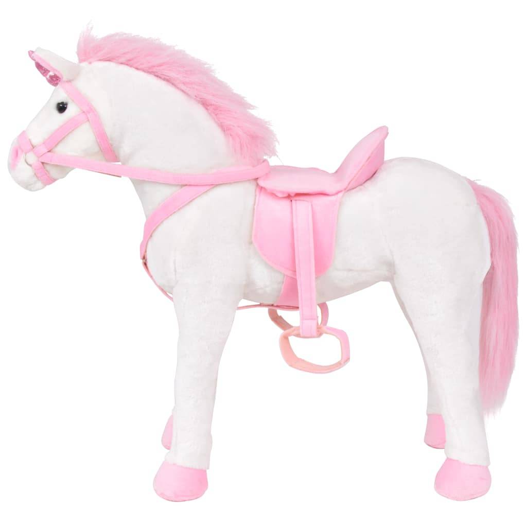 vidaXL Plüschtier Einhorn Stehend Plüsch Weiß und Rosa XXL
