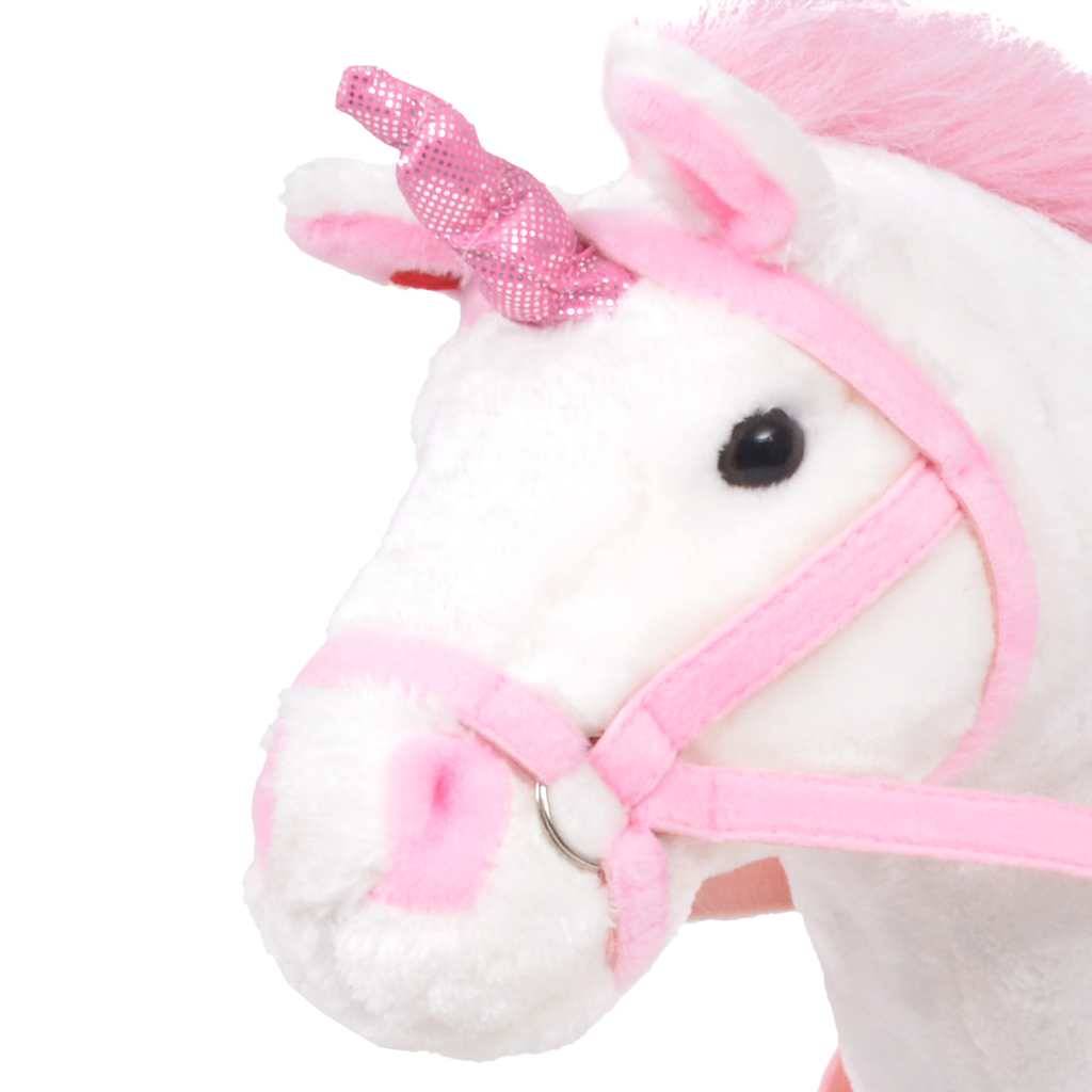 vidaXL Plüschtier Einhorn Stehend Plüsch Weiß und Rosa XXL