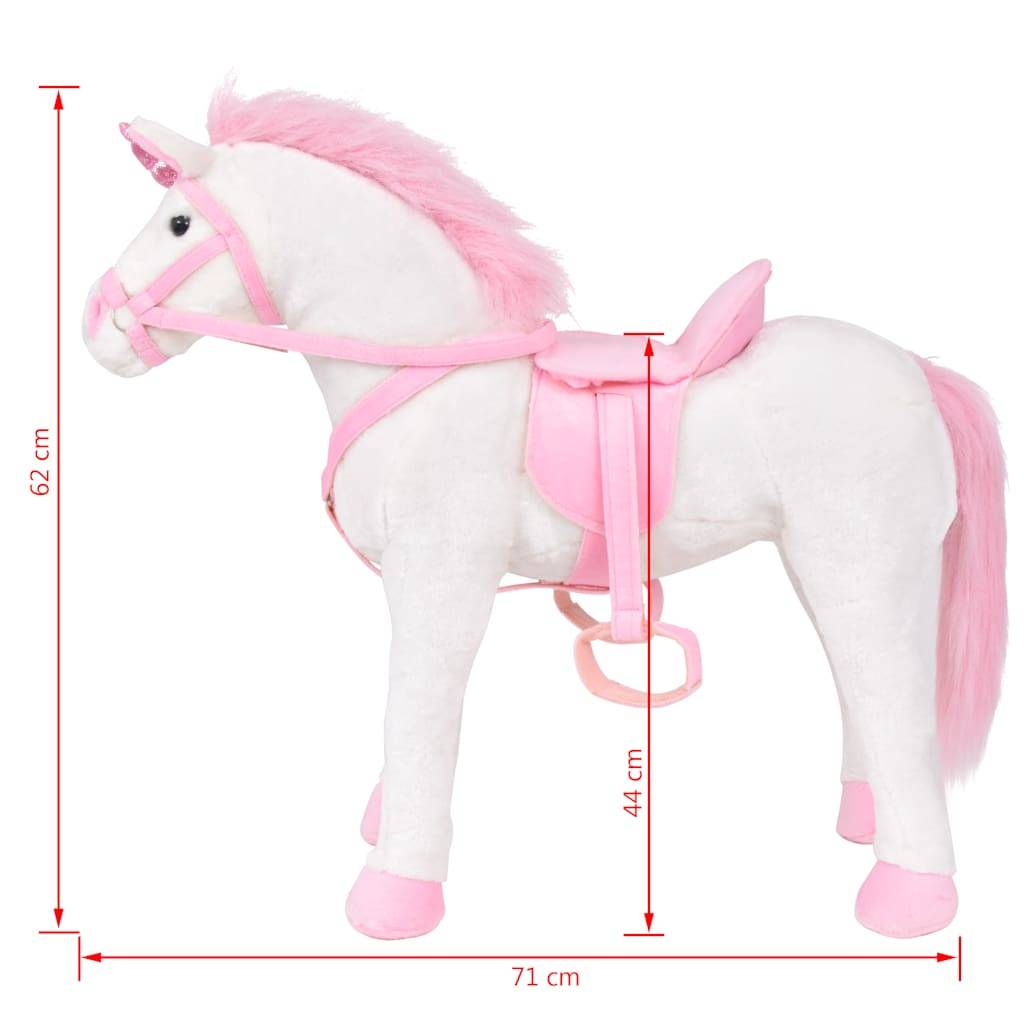 vidaXL Plüschtier Einhorn Stehend Plüsch Weiß und Rosa XXL