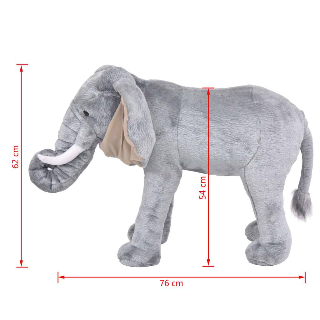 vidaXL Plüschtier Elefant Stehend Plüsch Grau XXL