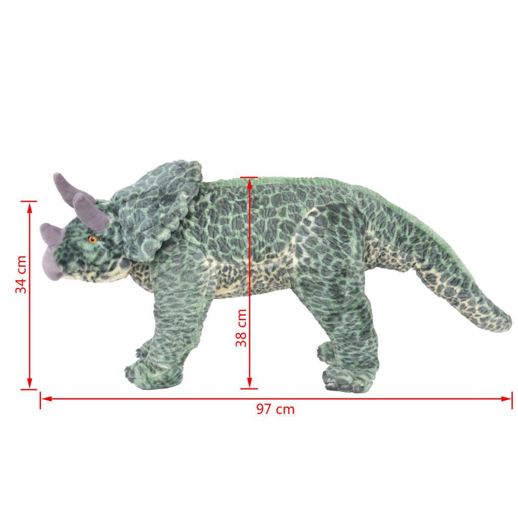 vidaXL Plüschtier Triceratops Stehend Plüsch Grün XXL