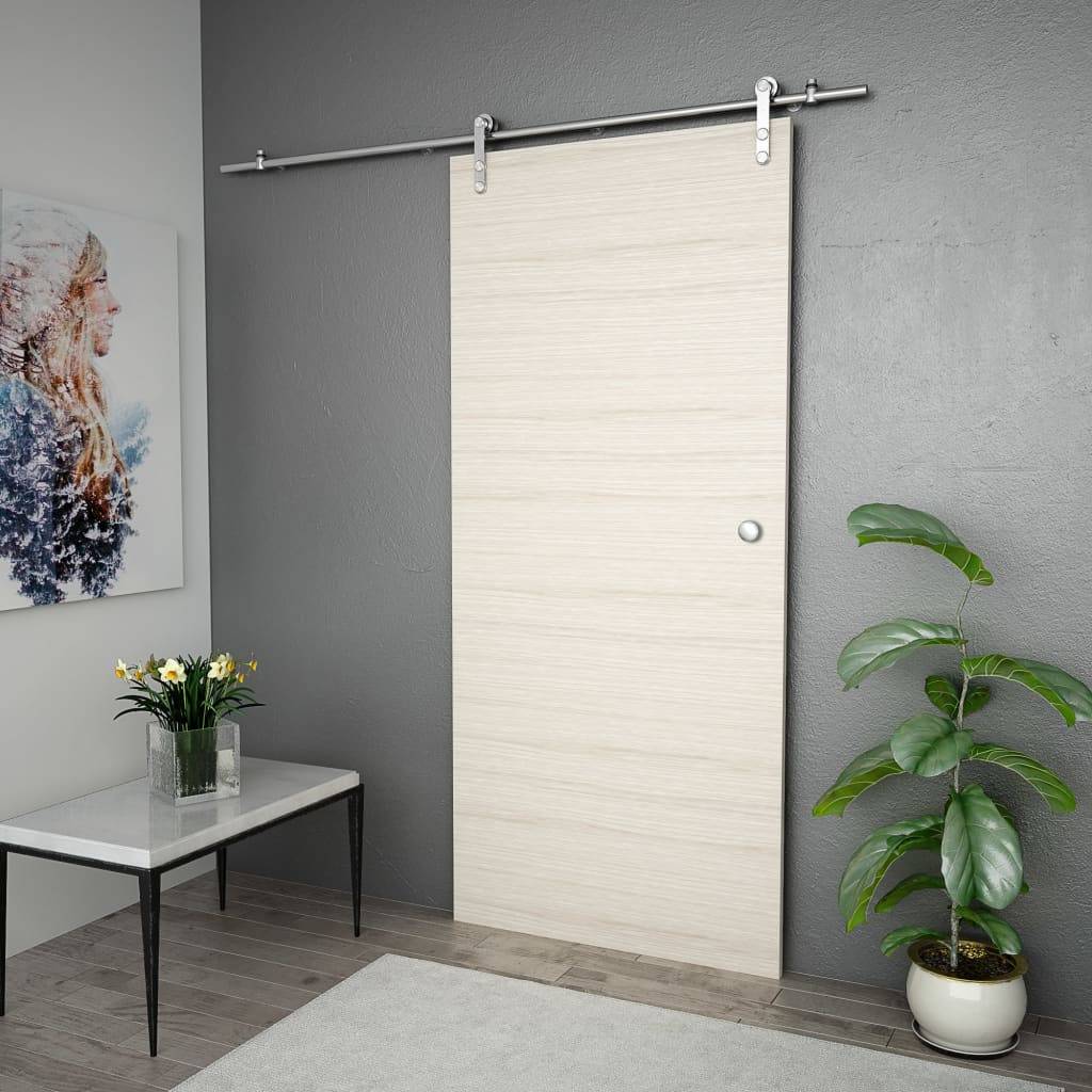 vidaXL Schiebetür-Beschlagsatz 183 cm Edelstahl Silbern
