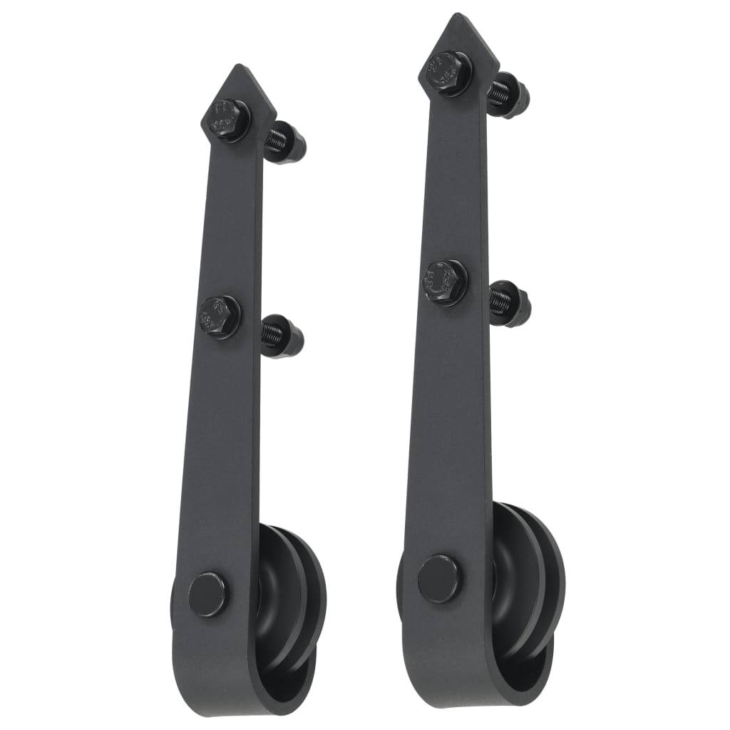 vidaXL Schiebetürbeschlag-Set 183 cm Stahl Schwarz