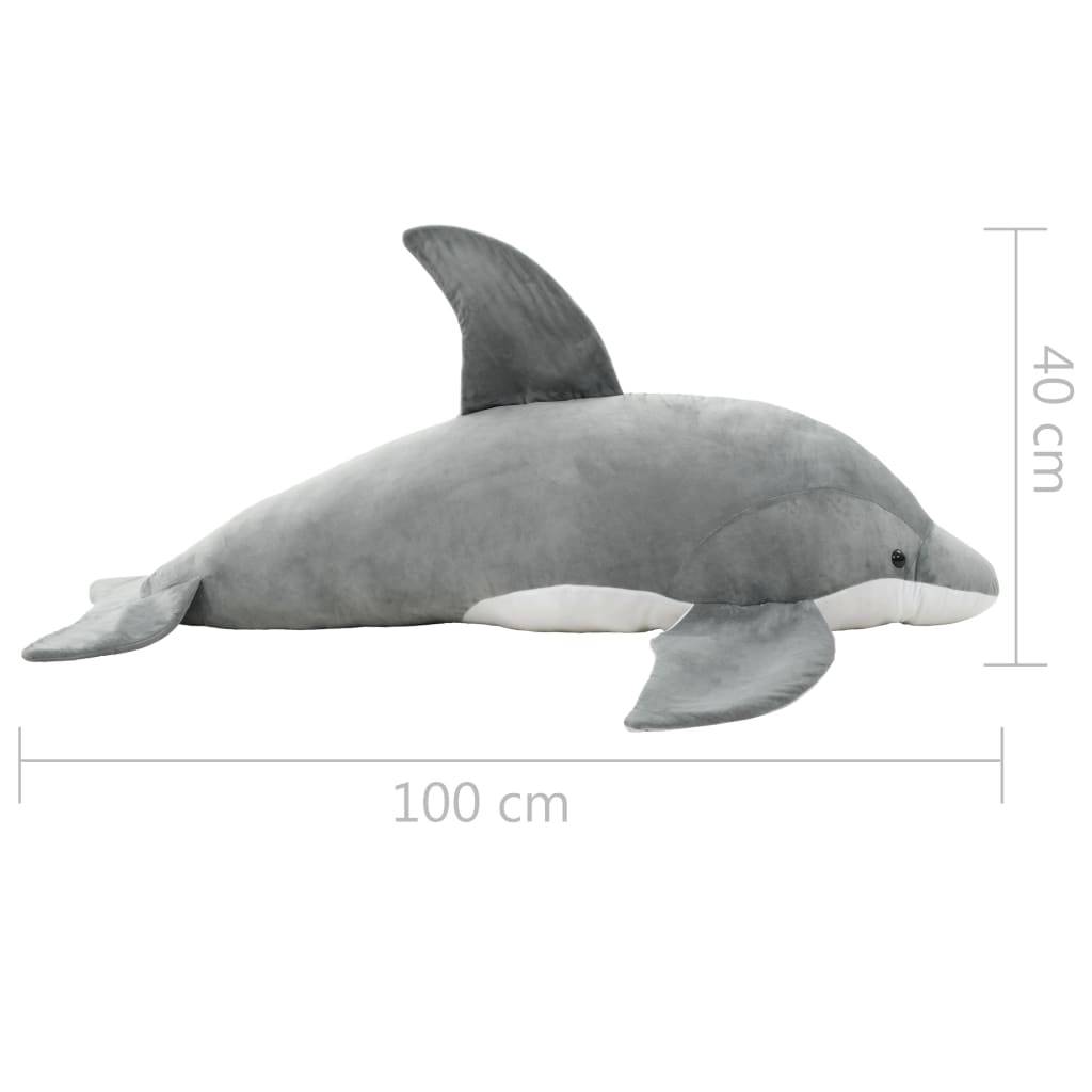 vidaXL Delfin Kuscheltier Plüsch Grau