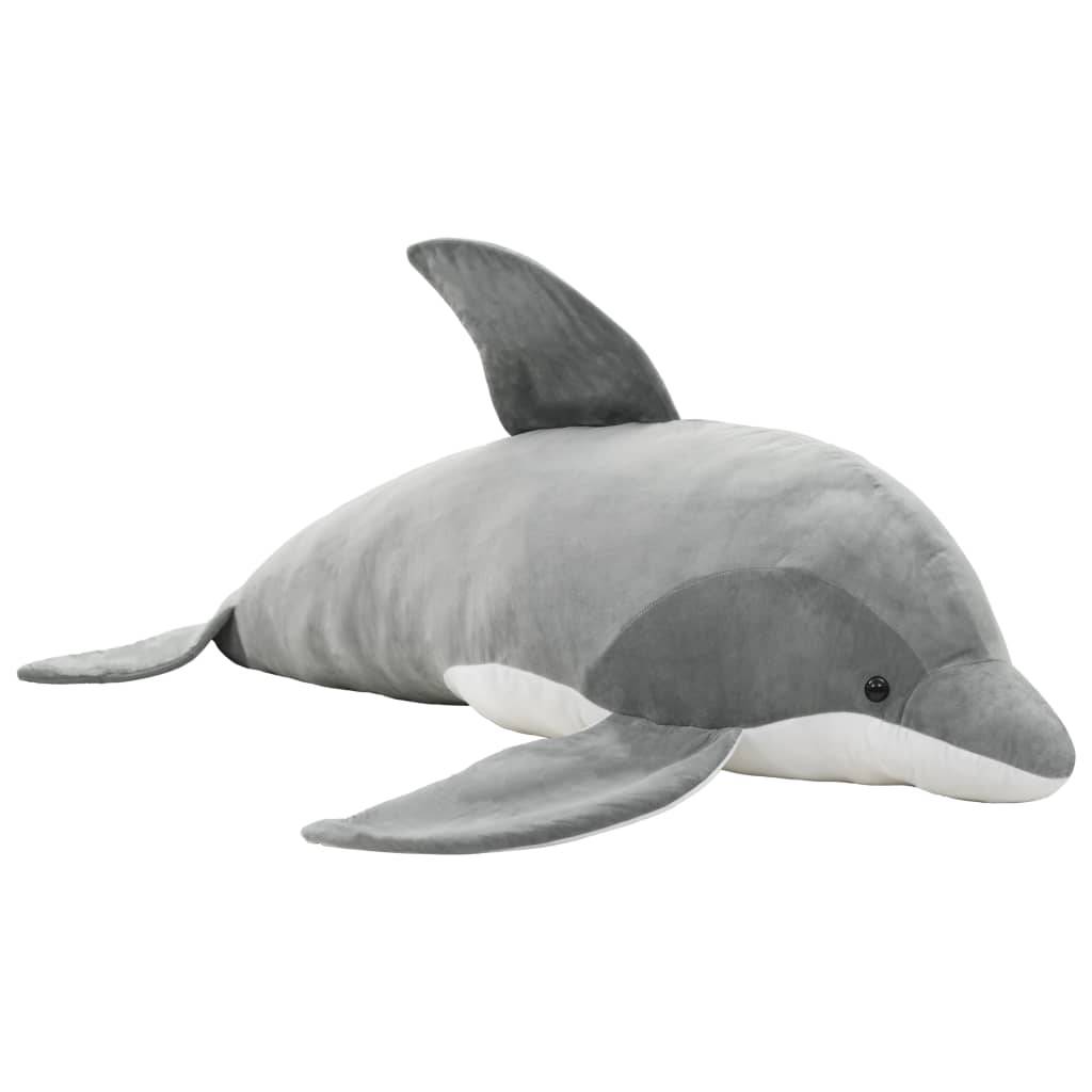vidaXL Delfin Kuscheltier Plüsch Grau