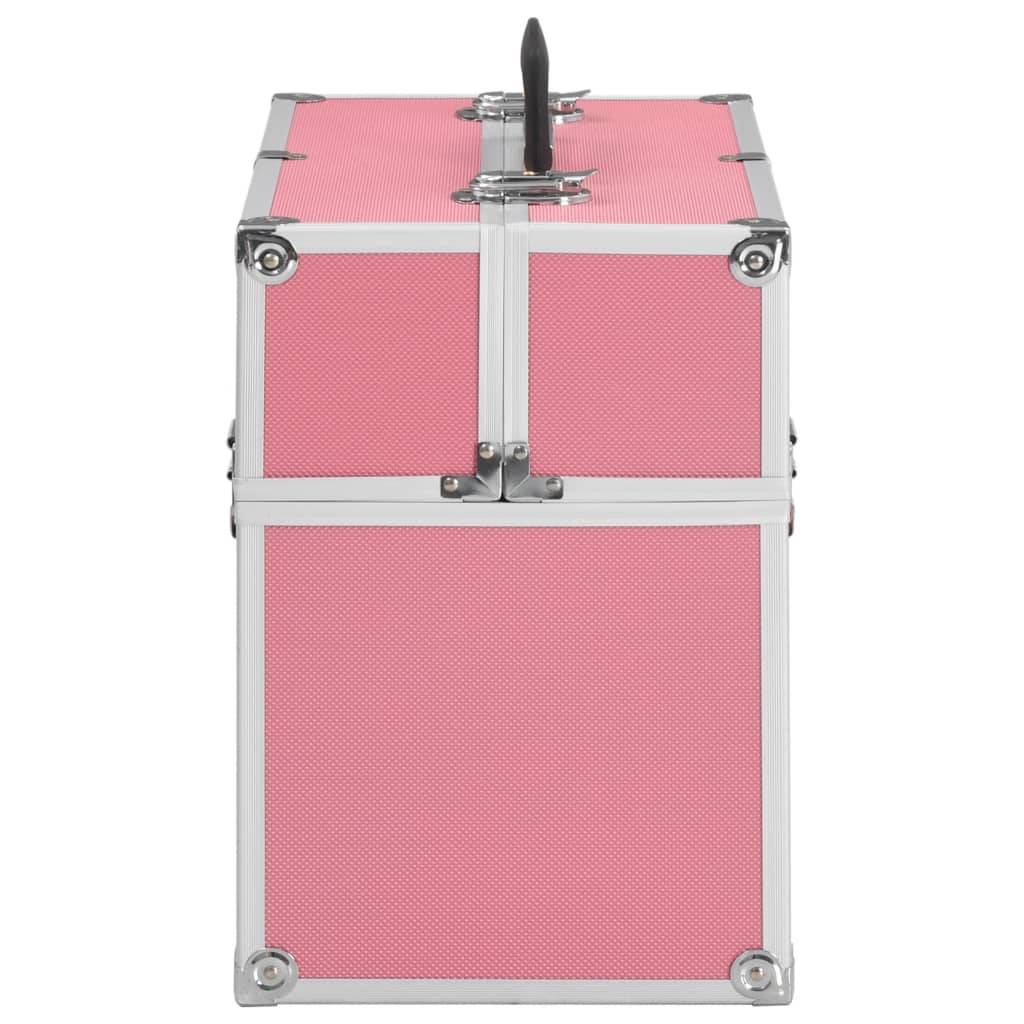 vidaXL Kosmetikkoffer 38x23x34 cm Rosa Aluminium