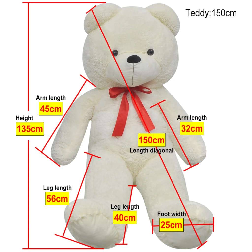 vidaXL Weicher XXL-Plüsch-Teddybär Weiß 135 cm