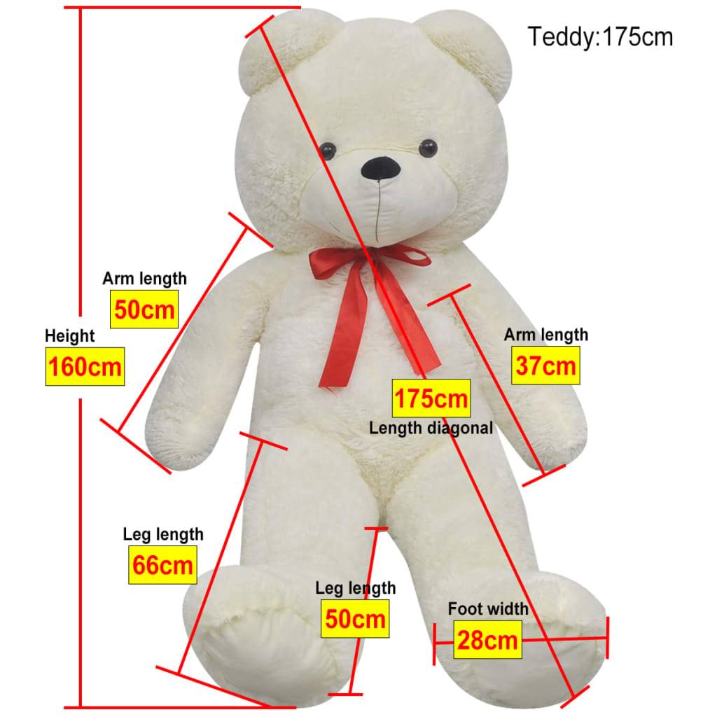 vidaXL Weicher XXL-Plüsch-Teddybär Weiß 160 cm