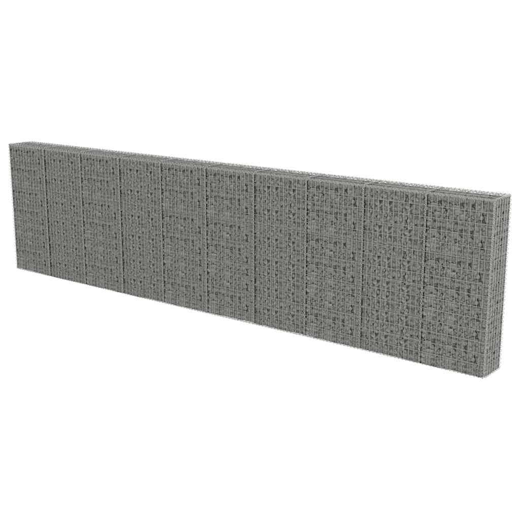 vidaXL Gabionenwand mit Abdeckung Verzinkter Stahl 600×30×150 cm
