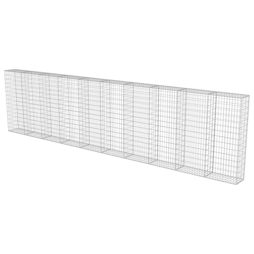 vidaXL Gabionenwand mit Abdeckung Verzinkter Stahl 600×30×150 cm