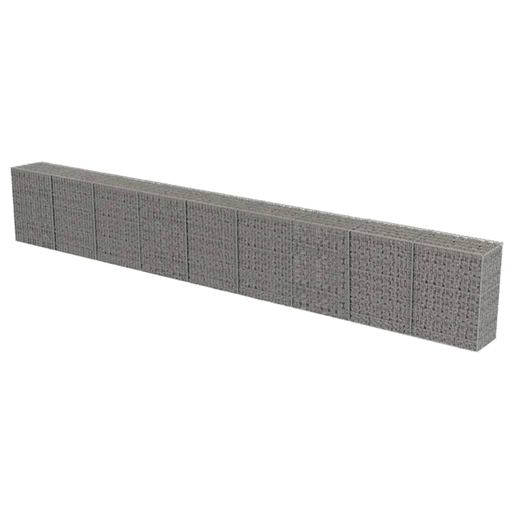 vidaXL Gabionenwand mit Abdeckung Verzinkter Stahl 900×50×100 cm