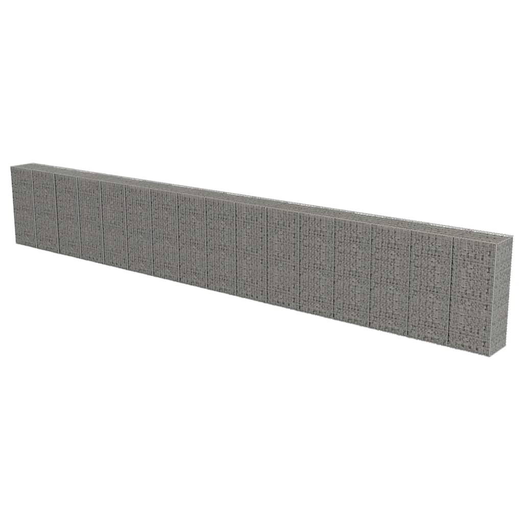 vidaXL Gabionenwand mit Abdeckung Verzinkter Stahl 900×50×150 cm