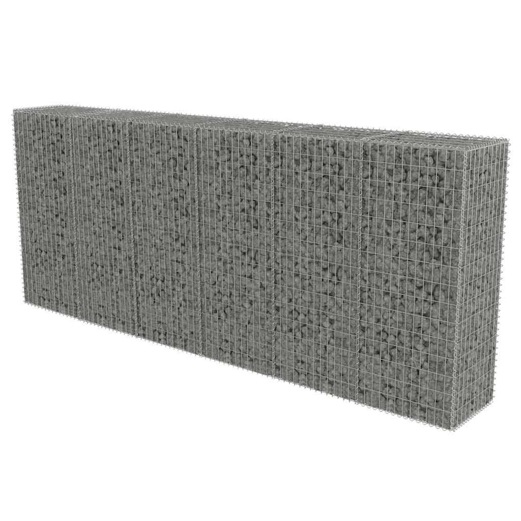 vidaXL Gabionenwand mit Abdeckung Verzinkter Stahl 300×50×150 cm