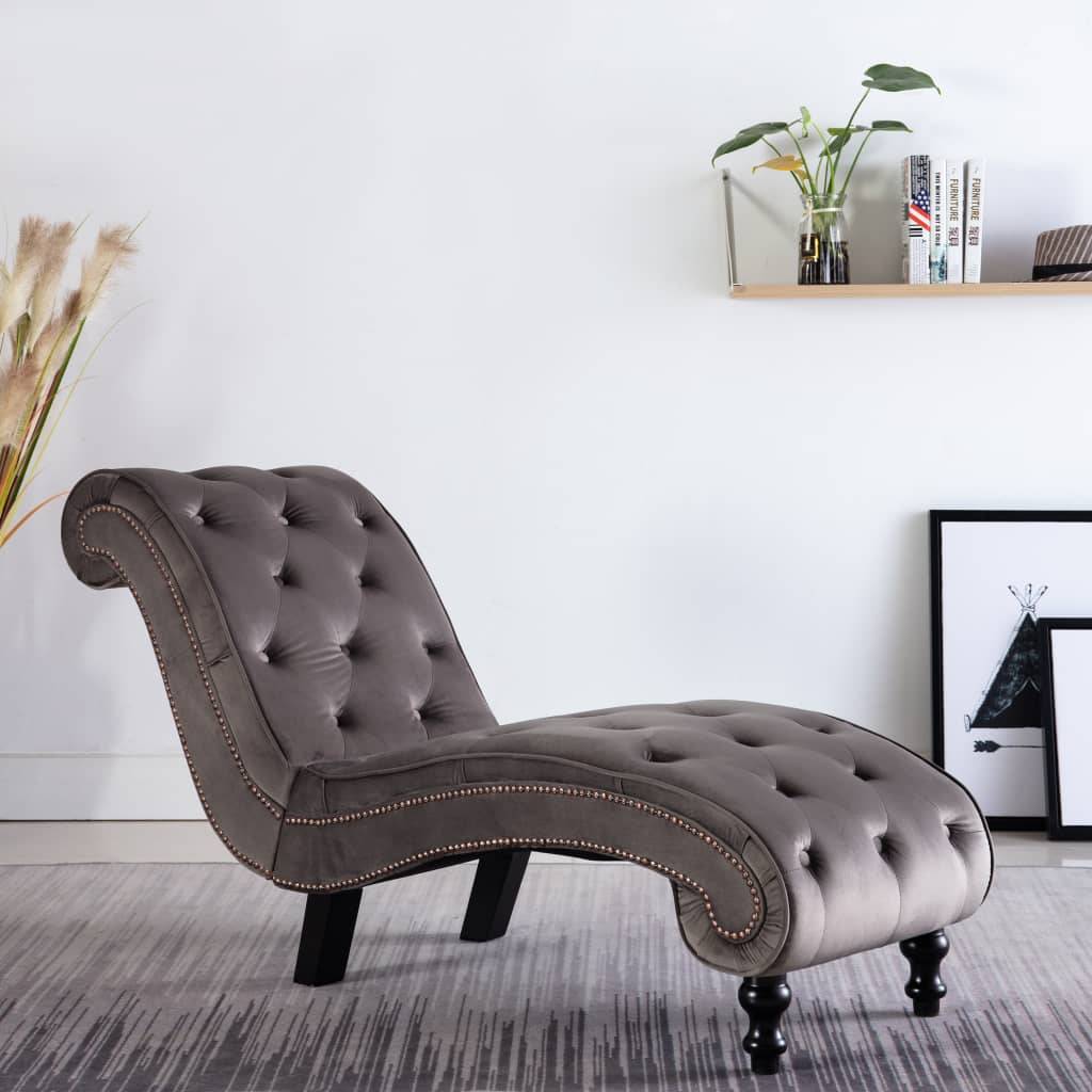 vidaXL Chaiselongue Grau Samt