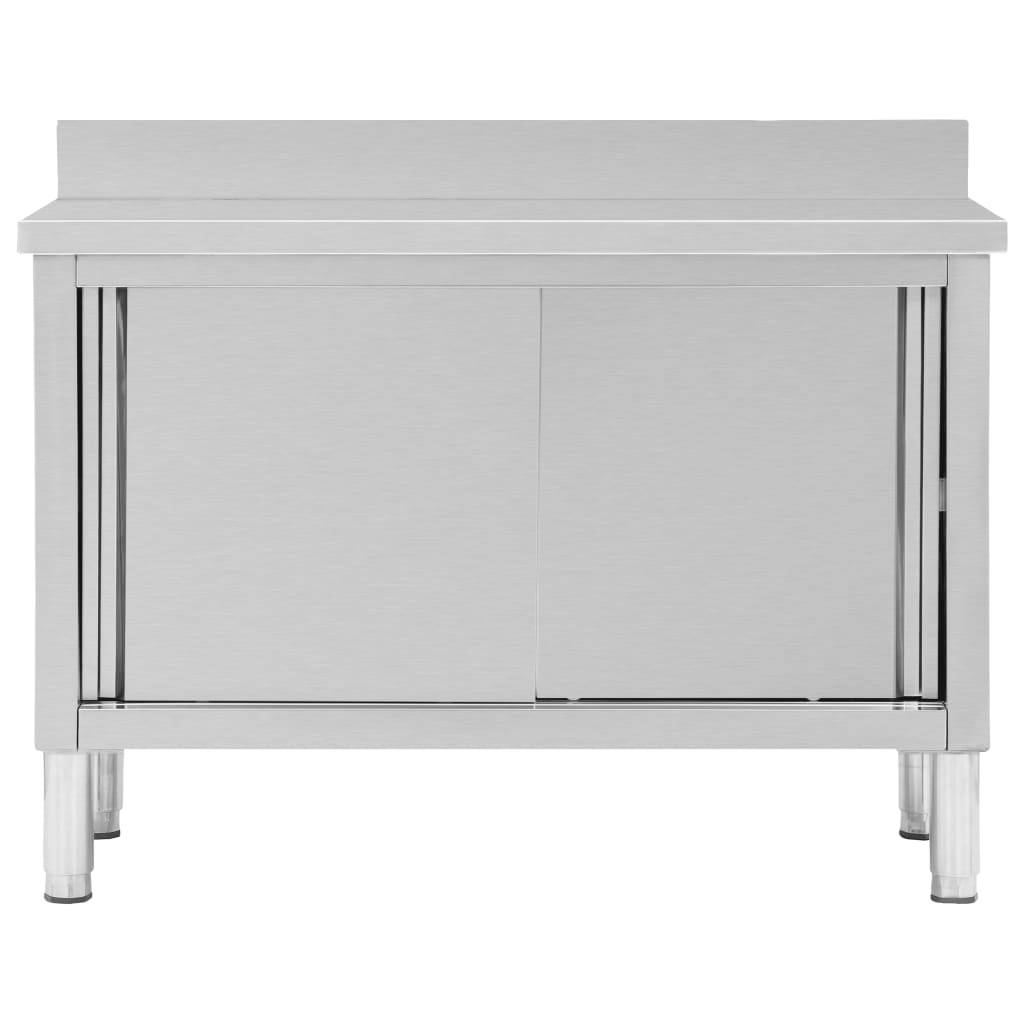 vidaXL Arbeitsschrank mit Schiebetüren 120x50x(95-97) cm Edelstahl