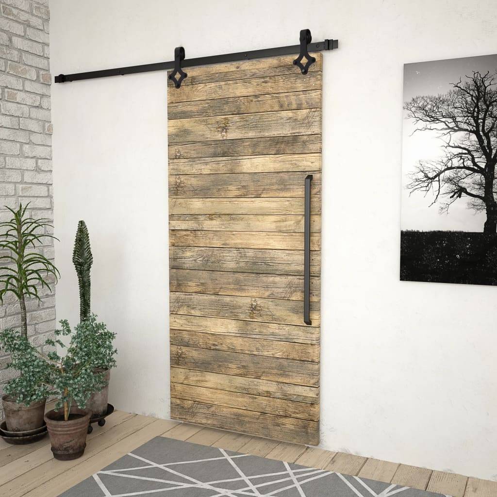 vidaXL Schiebetürbeschlag-Set SKIEN 183 cm Stahl Schwarz
