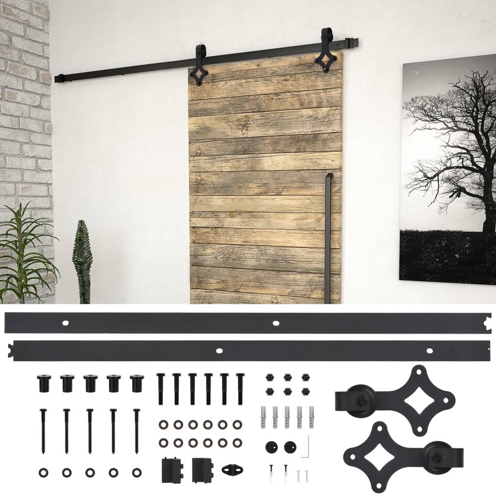 vidaXL Schiebetürbeschlag-Set SKIEN 200 cm Stahl Schwarz