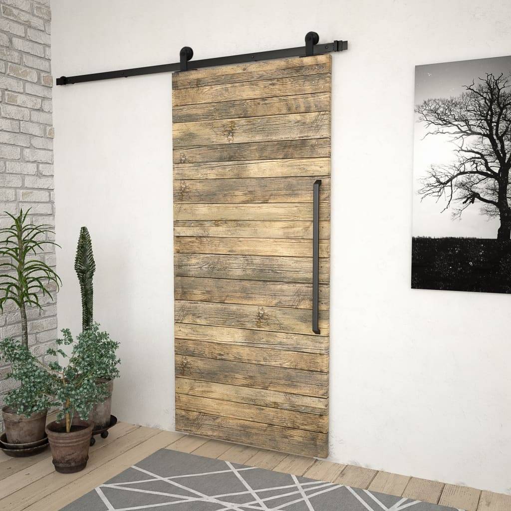 vidaXL Schiebetürbeschlag-Set SKIEN 183 cm Stahl Schwarz